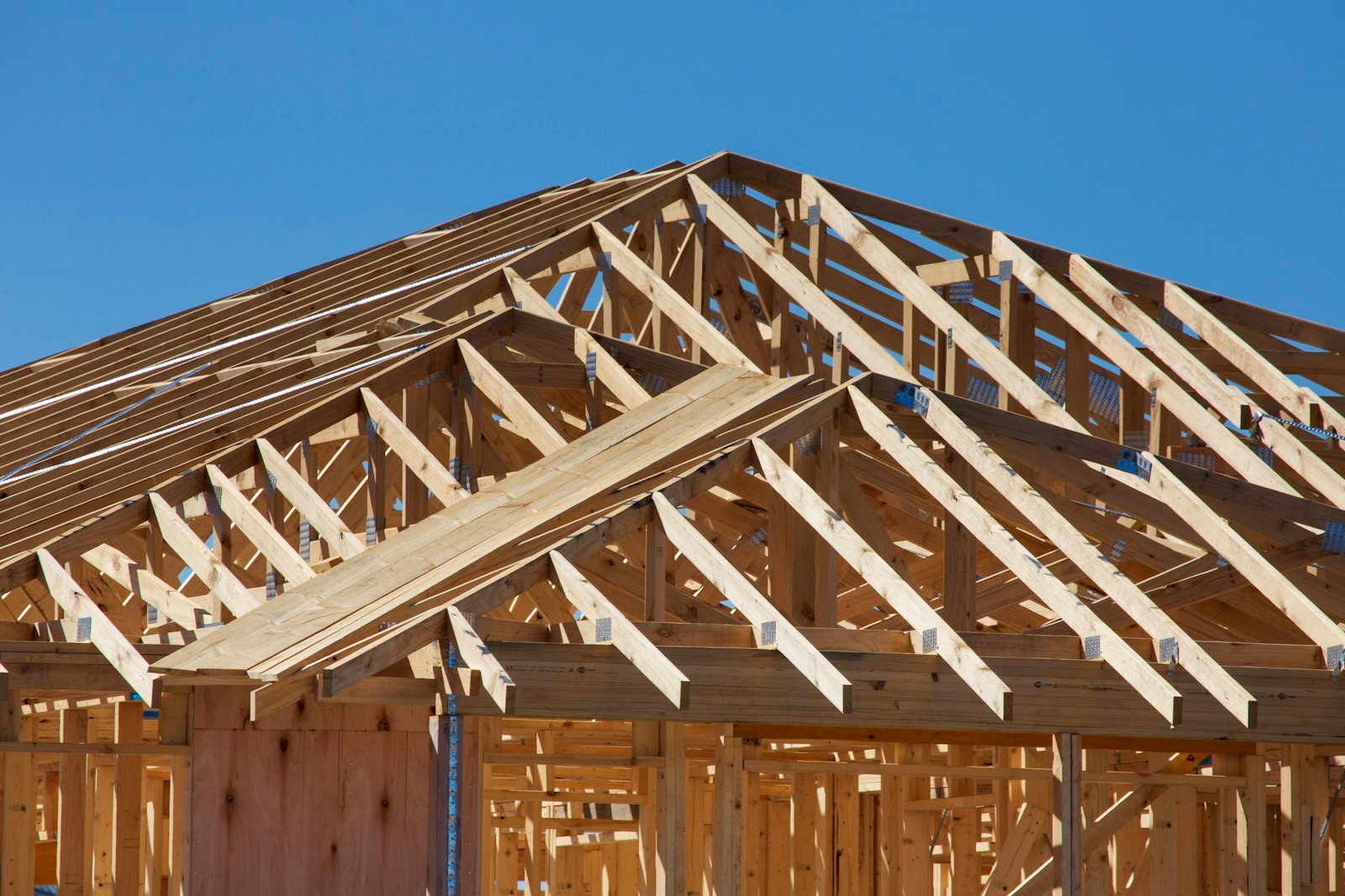 Timber frame of a new self-build home under construction